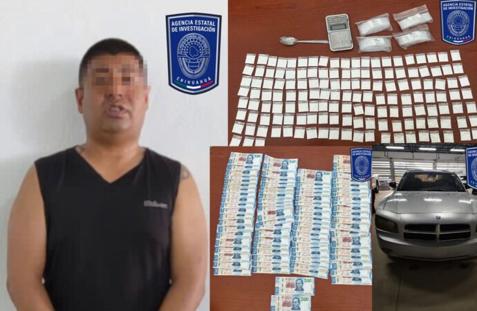 Detienen a policía con armas, droga, dinero y auto deportivo